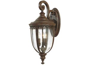 4059157256903 - Außenleuchte Wandlampe Stahl Glas Bronze Gartenlampe Antik 3 Flammig h 622 cm