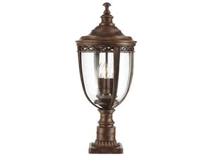 4059157256989 - Etc-shop - Außenleuchte Standlaterne Sockelleuchte Bronze Pressglas Gartenlampe 3 Flammig