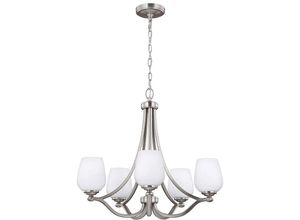 4059157260122 - Kronleuchter Hängelampe Deckenleuchte Stahl Glas Nickel d 66 cm Esszimmerlampe