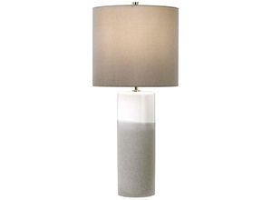 4059157260597 - Nachttischleuchte Tischlampe Beistellleuchte Kunstseide Keramik grau weiß E27