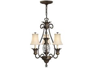 4059157264748 - Etc-shop - Kronleuchter Hängelampe Deckenlampe Stahl Glas Leinen Bronze 4 Flammig d 546cm