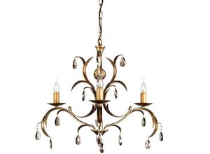 4059157269477 - Kronleuchter Hängelampe Metall Glas Esszimmerleuchte d 72 cm Bronze 3 Flammig