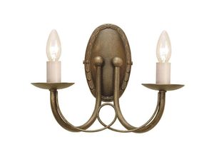 4059157270107 - Etc-shop - Wandleuchte Lampe Stahl Schwarzes Gold b 26 cm 2 Flammig Flurleuchte