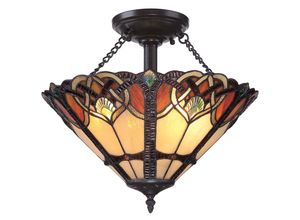 4059157271999 - Deckenleuchte Lampe Wohnzimmerleuchte Tiffany-Glas Metall d 408 cm 2 Flammig