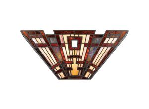 4059157272163 - Wandlampe Leuchte Tiffany-Glas Stahl Bronze b 41 cm Flurlampe 2 Flammig