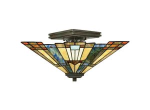 4059157272866 - Wandleuchte Lampe Tiffany-Glas Metall Flurlampe Vintage Bronze d 356 cm