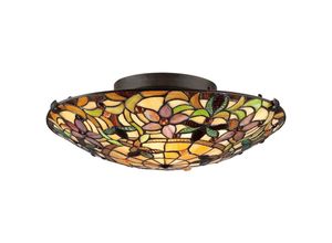 4059157272903 - Deckenleuchte Lampe Wohnzimmerleuchte Tiffany-Glas Metall Bronze 2 Flammig