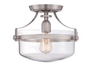 4059157273689 - Deckenleuchte Lampe Wohnzimmerleuchte Glas Metall BxL 33x33 cm Nickel 1 Flammig