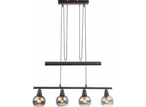 4059157276925 - Hängeleuchte Pendellampe Hängelampe Höhenverstellbar Esstischlampe mit Glasschirmen Metall bronze LED 4x E14 4x 4W LxBxH 60x10x160 cm