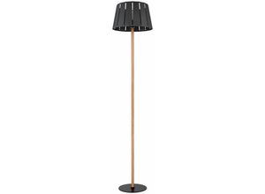 4059157278486 - Etc-shop - Stehlampe Stehleuchte Wohnzimmerlampe Schlafzimmerleuchte BeistelllampeHolzoptik Metall schwarz 1x E27 DxH 35x160 cm