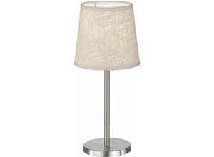 4059157279391 - Etc-shop - Nachttischleuchte Schlafzimmer Tischlampe Wohnzimmer beige Tischleuchte 30 cm nickel matt Leinen sandfarben 1x E14 Fassung d 14 cm