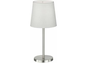 4059157279957 - Etc-shop - Tischlampe Nachttischleuchte Schlafzimmer Wohnzimmer weiß Tischleuchte 30 cm nickel matt Schnurschalter 1x E14 Fassung d 14 cm