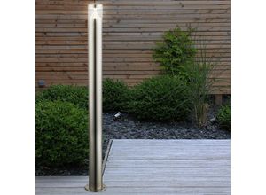 4059157281011 - Etc-shop - Stehleuchte Außenlampe Gartenleuchte Standleuchte Terrasse IP44 Edelstahl silber klar 1x led 7W 450Lm 3000K DxH 118x100 cm