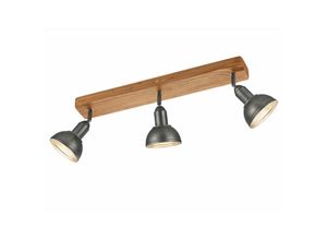 4059157281523 - Etc-shop - Deckenstrahler Holz 3 flammig Spotleuchte schwenkbar Deckenlampe Spots Vintage nickel antik 3x E14 LxH 58 x 20 cm