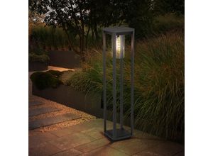 4059157281707 - Etc-shop - Stehleuchte Außen Standlampe Garten Aluminium Aussen Sockelleuchte Wegleuchte schwarz matt klar 1x E27 LxBxH 15x15x80 cm