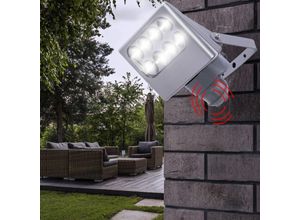 4059157282568 - Etc-shop - Außenwandleuchte mit Bewegungsmelder led Wandstrahler Garten Wandleuchte verstellbar Aluminium silber 24W 1540lm 4000K LxH 18x222 cm