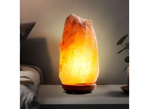 4059157284418 - Etc-shop - Tischleuchte Tischlampe Wohnzimmerleuchte Beistelllampe Schlafzimmerlampe Holz Salzkristall dunkelbraun naturfarben 1x E14 h 19 cm