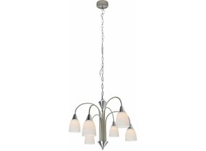 4059157285712 - Etc-shop - Pendelleuchte Esstischleuchte led Hängelampe Wohnzimmer Kronleuchter 6 flammig chrom Glas satiniert 6x 5W 6x 430lm 3000K DxH 50x150 cm