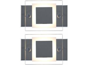 4059157287051 - Etc-shop - Wandleuchte Badezimmer Badezimmerleuchte Wand Wandlampe Flur Glas Chrom IP44 1x led 45W 400Lm warmweiß LxBxH 15x10x5 cm 2er Set