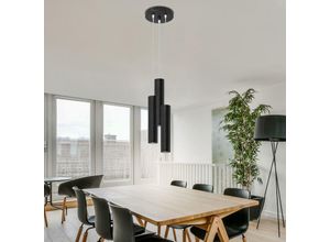 4059157287464 - Etc-shop - Pendelleuchte Esszimmer Hängelampe 3 flammig Pendellampe skandinavisch schwarz Wohnzimmer Stahl 3x GU10 Fassungen DxH 6x110 cm