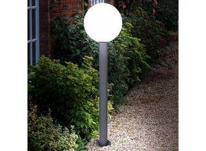 4059157287600 - Etc-shop - Außenleuchte Stehlampe Gartenleuchte Standleuchte Terrassenlampe anthrazit Wegeleuchte Aluminium Glas Kugel 1xE27 DxH 25x100 cm