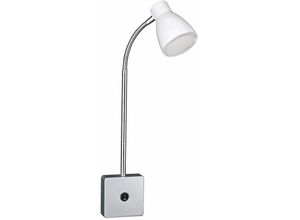 4059157288874 - - Wandleselampe led Steckerleuchte Bett Lampen Schlafzimmer Flexo Wandleuchte Metall silber weiß 1x led 3W 200Lm 3000K DxH 155x37 cm