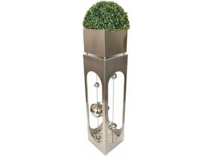 4059157288928 - Etc-shop - Pflanzsäule Edelstahl Gartendeko Metallständer mit Schale silber Blumensäule Outdoor 110 cm hoch mit 8 Dekokugeln