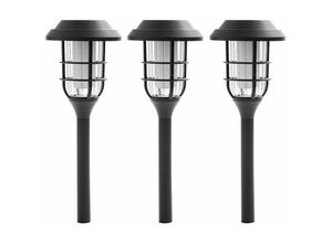 4059157289901 - Etc-shop - Solarlampe Deko Außenleuchte Erdspieß Gartenlampe Laterne Solar Flammeneffekt Kunststoff schwarz Akku 6-8h led warmweiß DxH 12x43 cm