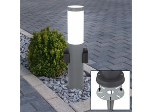 4059157313675 - LED Sockelleuchte Gartenlampe Wegeleuchte Außenstehlampe mit Steckdosen anthrazit mit Erdspieß 11 W 1055lm 3000K H 45 cm