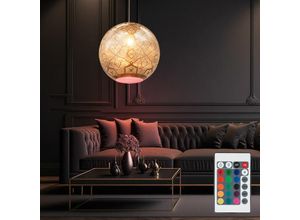 4059157314863 - Hängeleuchte Kugel chrom Esszimmer Lampe hängend Pendellechte Kugel Esszimmer Fernbedienung dimmbar orientalisch 1x rgb led 9W 806Lm DxH 35x136 cm