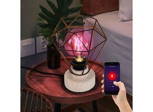 4059157317147 - Etc-shop - Tischlampe Smart led Holzlampe Tischleuchte Schlafzimmerlampe Käfig Holz E27 rgb Farbwechsel App und Sprachsteuerung warmweiß-kaltweiß