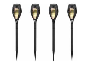 4059157322035 - Etc-shop - 4er Set Solarfackeln Außen Steckleuchten Gartenlampen Solar Gartenfackel Außenlampe Stecklampe led warmweiß Höhe 50 cm