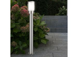 4059157322134 - Etc-shop - Gartenlampen Aussen silber Aussenlampe Stehleuchte Wegeleuchten Außen Modern Edelstahl Metall weiß klar IP54 1x E27 DxH 12x80 cm