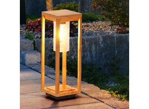 4059157322974 - Etc-shop - Außenlampe Sockellampe Holzoptik Gartenleuchte Stehleuchte Standlampe  Aluminium Druckguss E27 h 50 cm