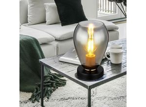4059157324305 - Etc-shop - Tischleuchte Tischlampe Schlafzimmerlampe Beistellleuchte Nachtlicht Wohnzimmerlampe Glas rauch Metall schwarz Fassung 1x E27 DxH