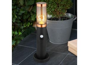 4059157324756 - Etc-shop - Sockelleuchte Standleuchte Außenbeleuchtung rauch Kupfer Außen mit Bewegungsmelder Garten Stehlampe Edelstahl Kunststoff 1x E27 DxH