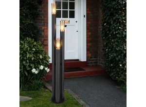 4059157325104 - Etc-shop - Wegeleuchten Außen Edelstahl Außenlampe Standleuchte Gartenleuchte schwarz Kupfer rauchfarben 3 Flammig E27 DxH 28 x 170 cm