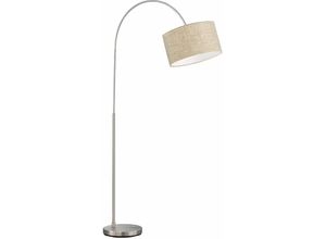 4059157327634 - Stehleuchte Bogenlampe Stehlampe Wohnzimmerleuchte Schlafzimmerlampe Textil sandfarben Metall nickel Schalter im Anschlusskabel 3 Flammig E27 H