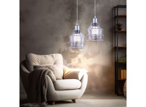 4059157327962 - Etcshop - Hängelampe Chrom Glas Hängelampe Metallgeflecht Lampen Esszimmer Pendelleuchte pendelnd 1x E27 Fassung DxH 16x124 cm Wohnzimmer 2er Set