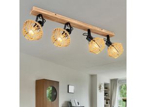 4059157328372 - Etc-shop - Deckenleuchte Deckenstrahler 4 Flammig Wohnzimmerleuchte Holzoptik Deckenlampe