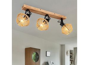 4059157328518 - Etc-shop - Deckenleuchte Deckenstrahler 3 Flammig Wohnzimmerleuchte Holzoptik Deckenlampe
