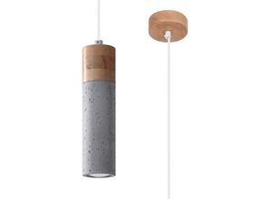 4059157332072 - Etc-shop - Pendellampe Hängeleuchte Deckenlampe Beton Holz Grau Esszimmerleuchte 1 Flammig