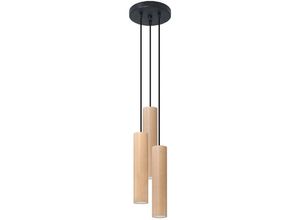 4059157332362 - Pendelleuchte Hängelampe Deckenleuchte Holz 3 Flammig h 100 cm Esszimmerlampe