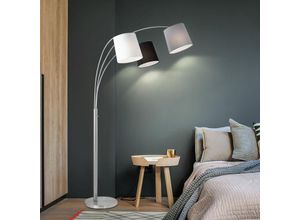 4059157335653 - Etc-shop - Bogenlampe Wohnzimmer Stehlampe schwarz weiß grau Stehleuchte dreiflammig Stoffschirm 3x E27 LxH 100 x 190 cm