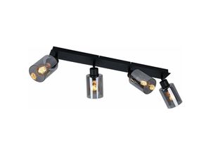 4059157338524 - Etc-shop - Deckenlampe Spotleiste schwarz Deckenleuchte Wohnzimmer 4 flammig Metall Glas rauch 4x E27 Fassungen LxBxH 67x9x215 cm