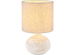 4059157338579 - Etc-shop - Tischleuchte Nachttischlampe Schlafzimmerlampe Keramik Leinen Beige h 275 cm