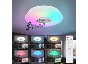 4059157338654 - Deckenlampe led Deckenleuchte Wohnraum mit Regenbogeneffekt Bluetooth Lautsprecher cct rgb Fernbedienung Sterneneffekt Metall Kunststoff 1x led