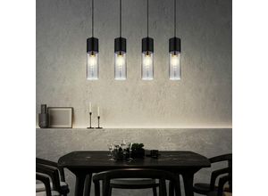 4059157338746 - Hängelampe Pendelleuchte Esszimmerleuchte Wohnzimmerlampe Küchenleuchte 4-Flammig Glas Metall schwarz rauch E27 H 156 cm