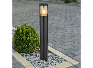 4059157339750 - Standleuchte Stehlampe Außenbeleuchtung Sockelleuchte rauch Außen Garten Stehlampe Edelstahl Kunststoff 1x E27 DxH 14x80 cm