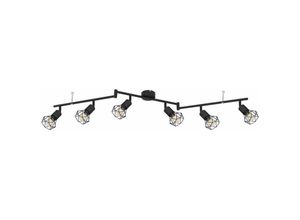 4059157339897 - Retro Deckenstrahler Deckenleuchte 6 flammig Spotleiste Deckenlampe schwarz Spots beweglich Metallgeflecht schwarz 6x E14 Fassungen LxH 120 x 22